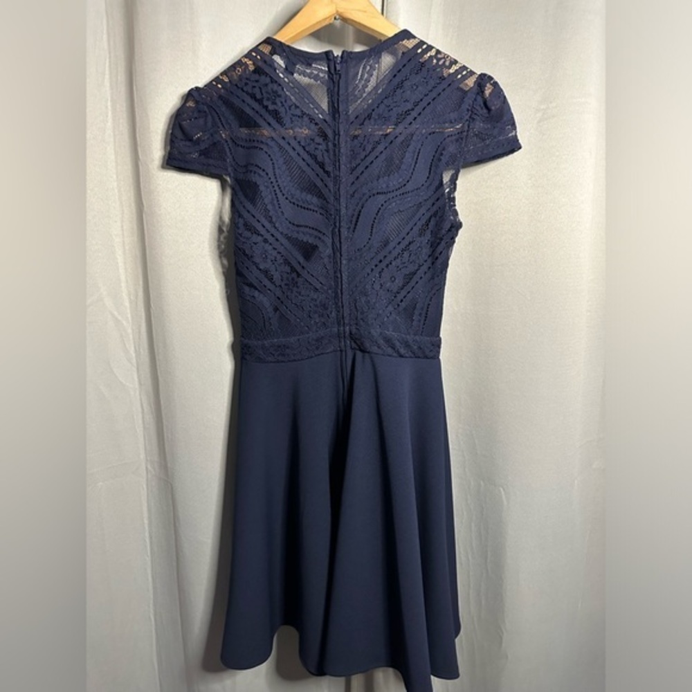 City Studio Navy Lace Fit-and-Flare Dress - Picture 6 of 7